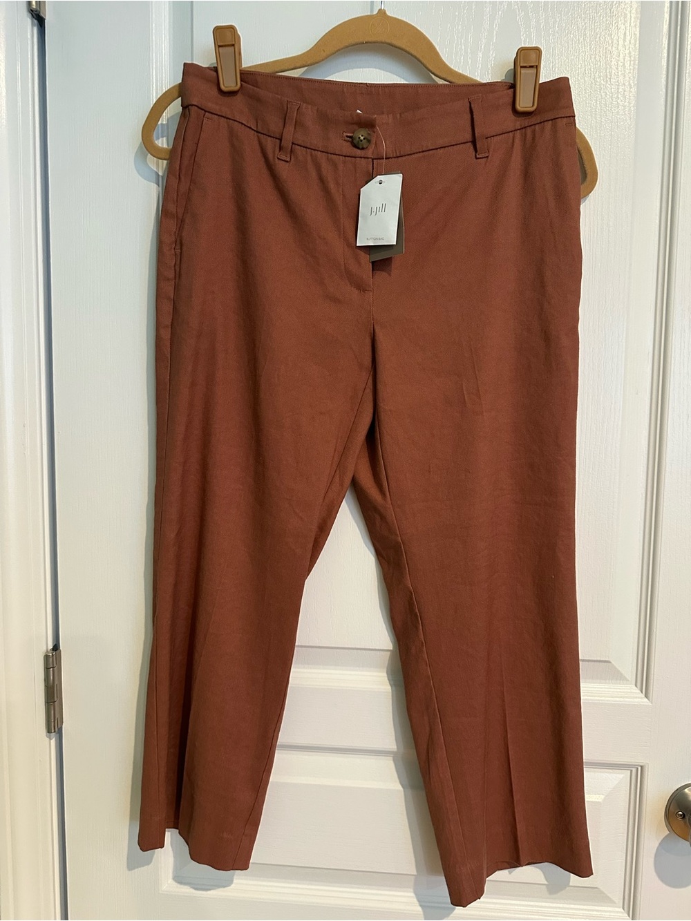 J. Jill Terracotta/ red oak Cotton-Linen Chino Pants NWT
